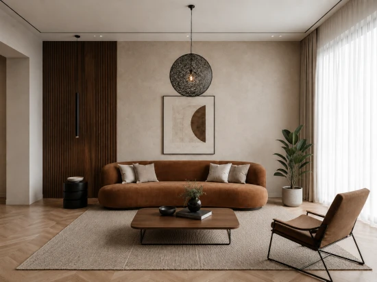 Интерьер гостиной в стиле mid-century modern